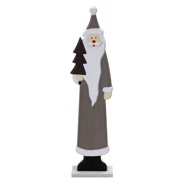 Χριστουγεννιάτικος Διακοσμητικός Ξύλινος Άγιος Βασίλης, με Δεντράκι (45cm)